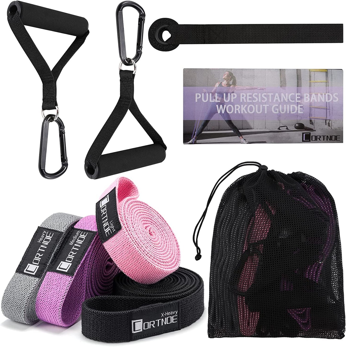 Fabric Long Resistance Bands - Pull up Bands Pull up Assistance Bands Long Workout Bands with Handles, Exercise Bands for Working Out
