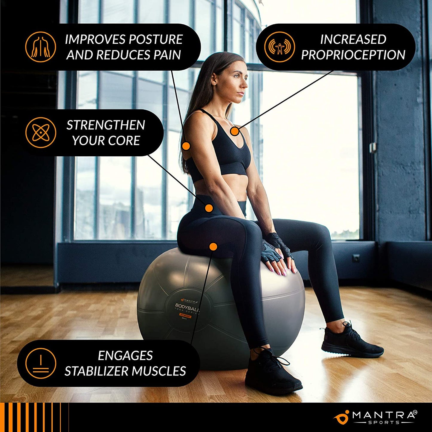Exercise Ball Yoga Ball Chair for Fitness, Stability, Pilates, Pregnancy, Birthing, Therapy or Workout - 55Cm / 65Cm / 75Cm Extra Thick, Anti-Burst & Non-Slip, Gym Quality Balance Ball - Pump & Guide