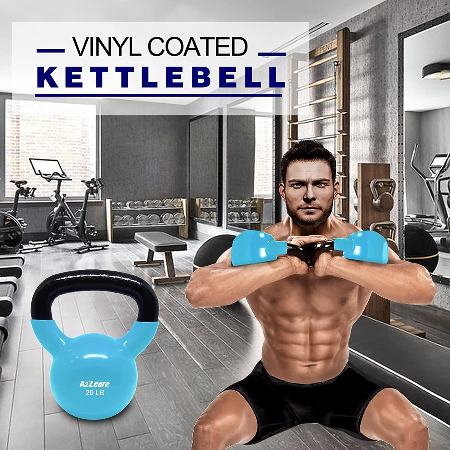 Vinyl Coated Kettlebells for Cross Training, Swings, Body Workout and Muscle Exercise - Single