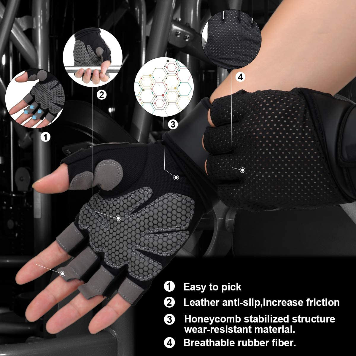 Workout Gloves Weight Lifting Fitness Gloves Rowing Biking Training Gym Grip Gloves Full Palm Protection with Wrist Support for Fitness Exercise Weight Lifting Gym.